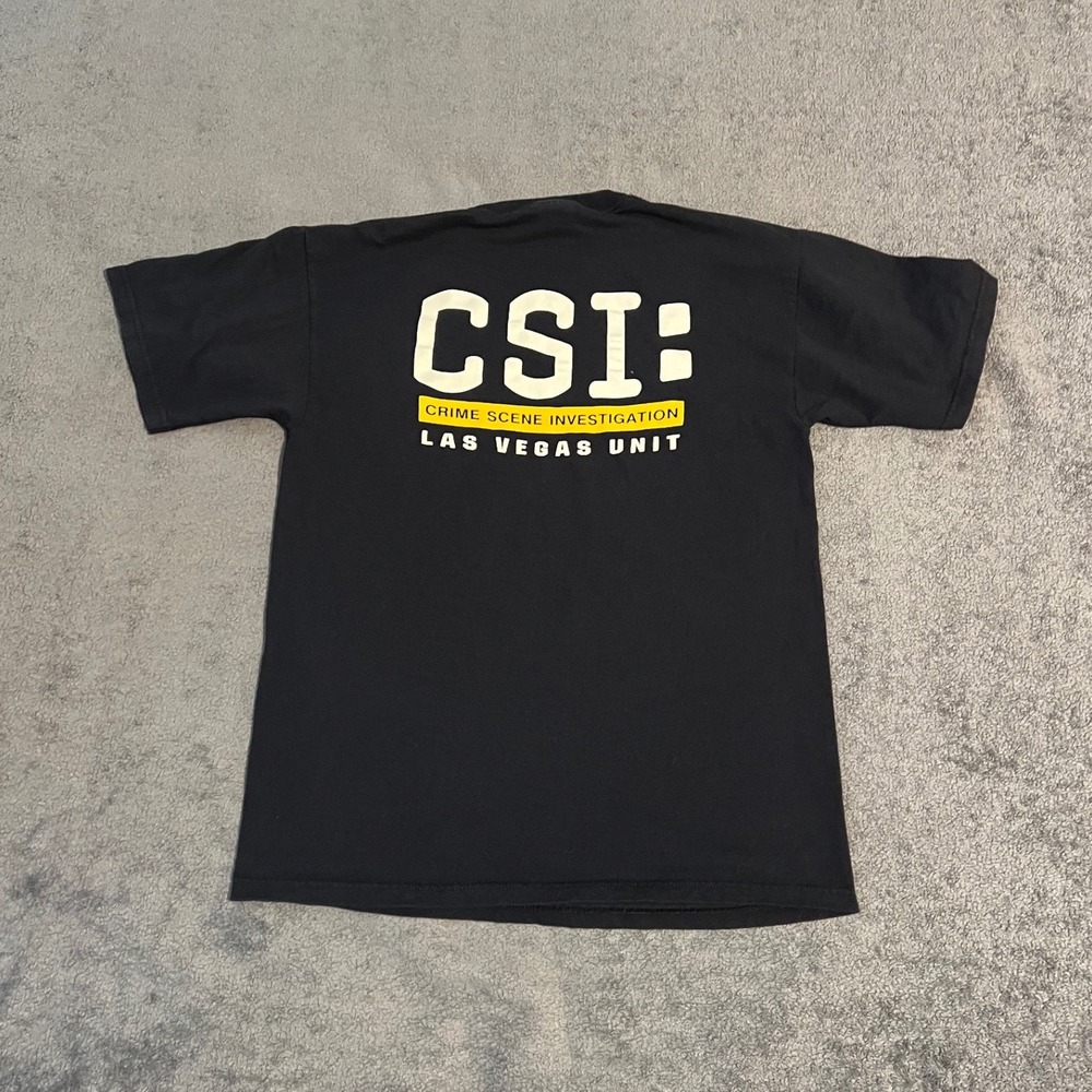 Vintage CSI Crime Scene Investigation Las Vegas Unit Black Graphic Shirt Large